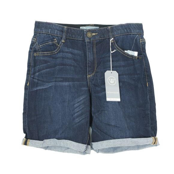 WIT & WISDOM Ab Solution Denim Shorts Size 2 Indigo Dark Blue Wash Jean NWT B17 - Picture 1 of 5